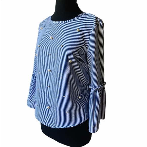 Pearl Top Roommates Exotic Blue Pinstripe - Picture 6 of 7